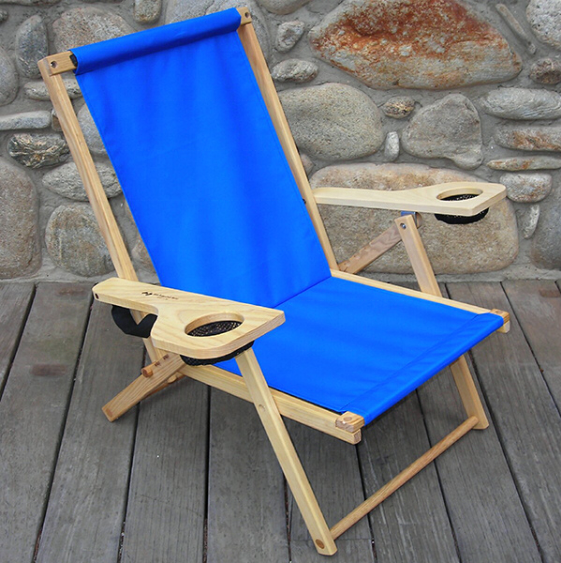 Different Color Choices of Wooden Beach Chair with Cup Holder