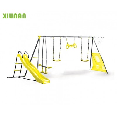 Seven Functions  Play set Outdoor Metal Playground Swing Set With Plastic Slide